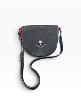 Lux de Ville Black and Red Studded Saddle Bag